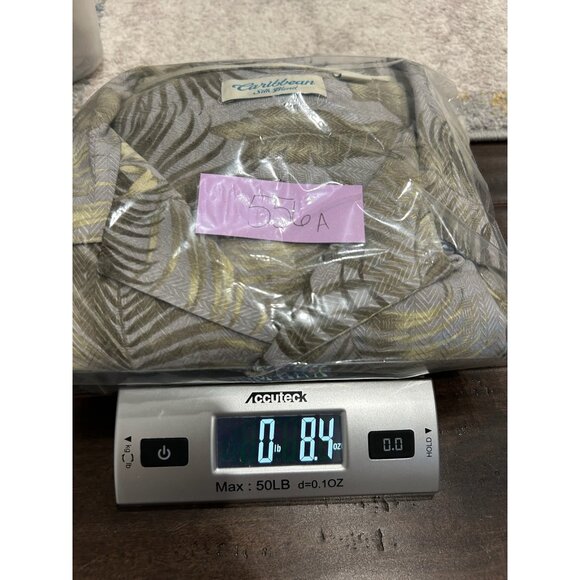 Caribbean Silk Blend Leaf Button Front Shirt Sz 2XB Gray Green Tropical Beach - Picture 10 of 10